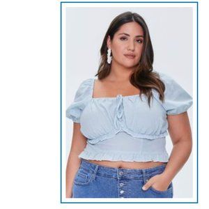 Gingham Ruffle Crop Top 2X NTW